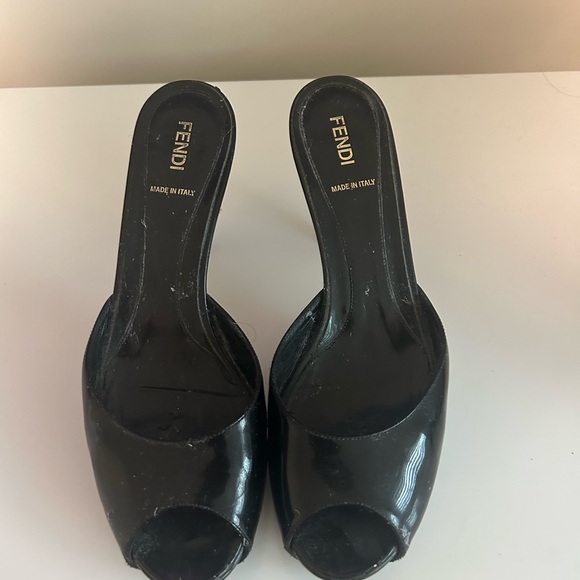 Fendi Shoes - Fendi Black Patent Leather Mules